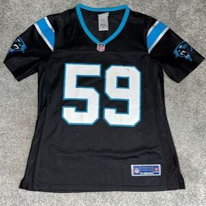 Worn Luke Kuechly #59 Carolina Panthers women’s black jersey shirt used S